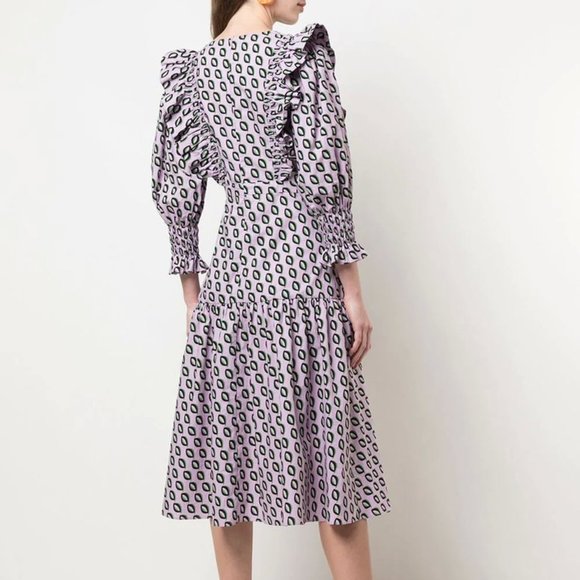 Cynthia Rowley Campbell Ruffled Cotton Midi Dress - Picture 2 of 8